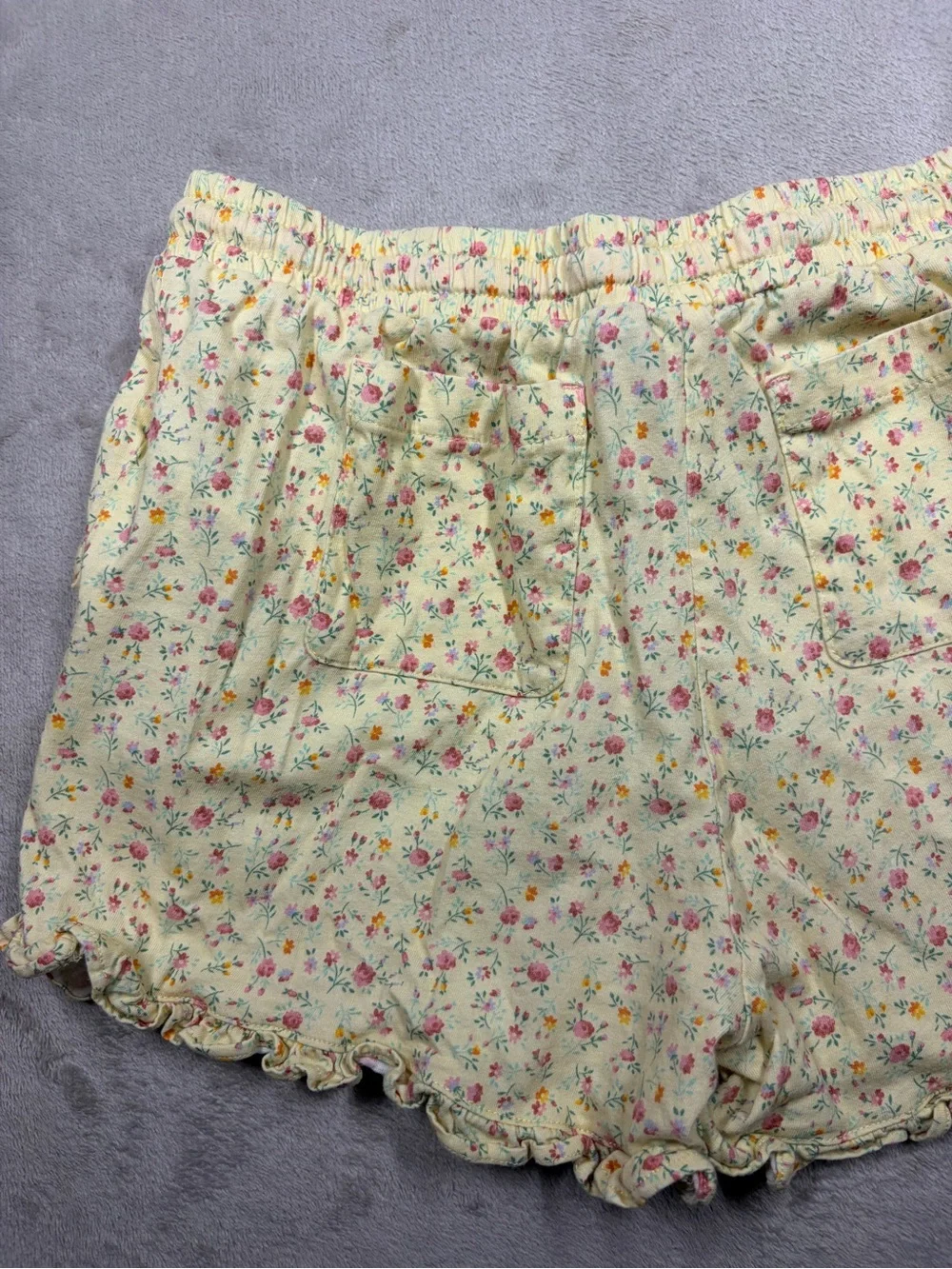 Polo Ralph Lauren Girl’s Ditzy Floral Yellow Ruffle 100% Cotton Shorts Size L